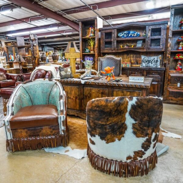Custom Swivel Barrel Croc/Tri color cowhide leather chairs